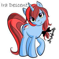 Size: 500x500 | Tagged: safe, artist:xipronewb, oc, oc only, oc:iradescent, pony, unicorn, bow, cute, heterochromia, looking at you, raised hoof, smiling, solo