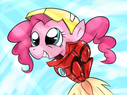 Size: 1024x768 | Tagged: safe, artist:xul410170, pinkie pie, g4, crossover, female, iron man, solo