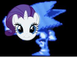 Size: 960x720 | Tagged: safe, rarity, hedgehog, pony, unicorn, g4, creepy, crossover, female, fun is infinite, horn, majin sonic, male, mare, sonic cd, sonic the hedgehog, sonic the hedgehog (series)