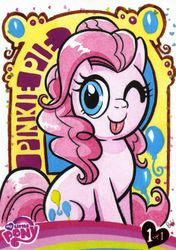 Size: 1280x1814 | Tagged: safe, artist:brenda little, pinkie pie, g4, female, logo, solo, tongue out, traditional art