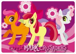 Size: 708x500 | Tagged: dead source, safe, artist:yousukou, apple bloom, scootaloo, sweetie belle, earth pony, pegasus, pony, unicorn, g4, cutie mark crusaders, one eye closed, trio