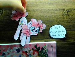 Size: 761x574 | Tagged: safe, pinkie pie, g4, jumped-out-pinkieanswers, paper child