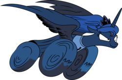 Size: 7601x5000 | Tagged: safe, artist:imageconstructor, idw, princess luna, g4, spoiler:comic09, .svg available, absurd resolution, female, gotta go fast, simple background, solo, transparent background, vector, wheel, wheel o feet