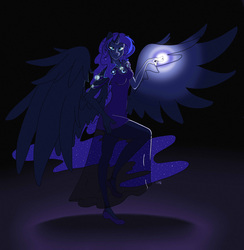 Size: 4200x4300 | Tagged: safe, artist:arsenaltxgear, princess luna, anthro, g4, absurd resolution, clothes, female, flats, magic, solo