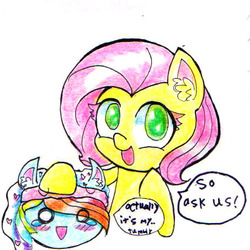 Size: 453x453 | Tagged: safe, fluttershy, rainbow dash, g4, ask-rainbowshy-plz, cute, shyabetes