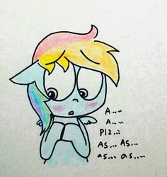 Size: 374x396 | Tagged: safe, rainbow dash, g4, ask-rainbowshy-plz, blushing, female, solo