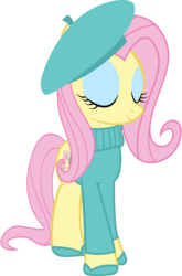 Size: 1000x1515 | Tagged: safe, artist:cool77778, fluttershy, g4, beatnik, beret, clothes, female, simple background, solo, sweater, sweatershy, transparent background, vector