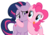 Size: 1280x895 | Tagged: safe, artist:theet-wolf, pinkie pie, twilight sparkle, g4, alternate hairstyle, female, lesbian, ship:twinkie, shipping, simple background, tongue out, transparent background, vector