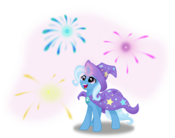 Size: 4000x3166 | Tagged: safe, artist:kp-shadowsquirrel, artist:spier17, trixie, pony, unicorn, g4, cute, diatrixes, female, fireworks, mare, solo