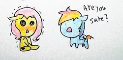 Size: 519x254 | Tagged: safe, fluttershy, rainbow dash, g4, ask-rainbowshy-plz, blushing