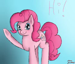 Size: 3495x3000 | Tagged: safe, artist:flamelonewolf, pinkie pie, g4, blushing, cute, female, solo, text