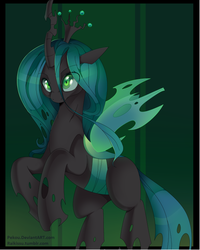 Size: 534x667 | Tagged: safe, artist:pekou, queen chrysalis, changeling, changeling queen, g4, crown, female, jewelry, regalia, solo