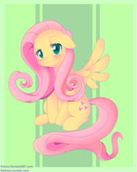 Size: 534x667 | Tagged: safe, artist:pekou, fluttershy, g4, blushing, cute, female, shyabetes, sitting, solo