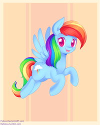 Size: 534x667 | Tagged: safe, artist:pekou, rainbow dash, g4, female, happy, smiling, solo