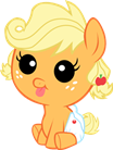 Size: 104x138 | Tagged: safe, applejack, g4, baby, cute, female, simple background, sitting, solo