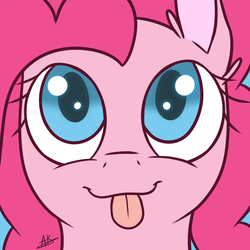Size: 3200x3200 | Tagged: safe, artist:thezealotnightmare, pinkie pie, g4, close-up, female, solo, tongue out
