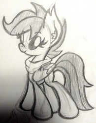 Size: 1870x2402 | Tagged: safe, artist:bronycurious, scootaloo, g4, clothes, female, grayscale, monochrome, scarf, sketch, solo, traditional art