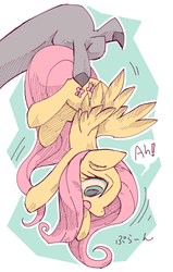 Size: 381x600 | Tagged: safe, artist:kolshica, fluttershy, diamond dog, g4, hand, suspended