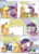 Size: 944x1294 | Tagged: safe, artist:capnpea, apple bloom, applejack, pinkie pie, spike, twilight sparkle, alicorn, earth pony, pony, comic:three apples, g4, advertisement, behind the scenes, comic, female, fourth wall, mare, no pupils, twilight sparkle (alicorn), wing hands