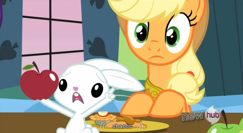 #395449 - safe, screencap, angel bunny, applejack, keep calm and ...