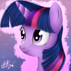 Size: 2000x2000 | Tagged: safe, artist:ogniva, twilight sparkle, pony, unicorn, g4, female, horn, portrait, solo