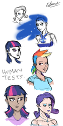 Size: 700x1400 | Tagged: safe, artist:edvedd, nightmare moon, rainbow dash, twilight sparkle, human, g4, dark skin, humanized, sketch dump