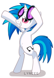 Size: 1024x1463 | Tagged: safe, artist:lyneee, dj pon-3, vinyl scratch, pony, g4, bipedal, female, solo