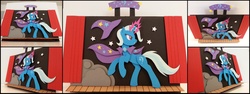 Size: 3264x1224 | Tagged: safe, artist:funkybacon, trixie, pony, unicorn, g4, craft, female, mare, papercraft, photo, solo, stage