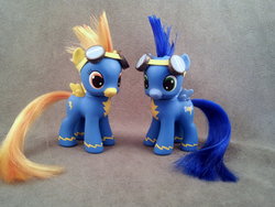 Size: 1024x768 | Tagged: safe, artist:hannaliten, soarin', spitfire, g4, brushable, colt, customized toy, filly, toy, younger