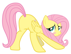 Size: 6800x5200 | Tagged: safe, artist:yanoda, fluttershy, pegasus, pony, g4, absurd resolution, blushing, butt, face down ass up, featureless crotch, female, mare, plot, simple background, solo, transparent background, vector