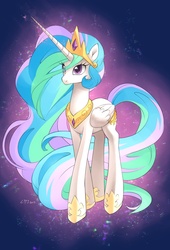 Size: 1500x2200 | Tagged: safe, artist:katiramoon, princess celestia, g4, female, glowing mane, long mane, long tail, solo