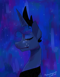 Size: 900x1165 | Tagged: safe, artist:ellamred, princess luna, g4, crying, female, solo