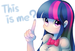 Size: 2200x1500 | Tagged: safe, artist:maren, twilight sparkle, equestria girls, g4, female, question mark, solo