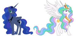 Size: 1000x479 | Tagged: dead source, safe, artist:mn27, princess celestia, princess luna, g4, simple background