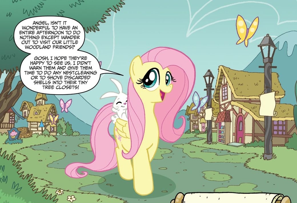 #395753 - safe, angel bunny, fluttershy, idw, comic, panel - Derpibooru