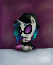 Size: 800x984 | Tagged: safe, artist:hewison, dj pon-3, vinyl scratch, g4, classy, female, glowstick, solo