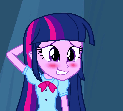 Size: 1200x1080 | Tagged: safe, screencap, twilight sparkle, equestria girls, g4, my little pony equestria girls, adorkable, animated, blushing, blushlight sparkle, cute, dork, female, grin, nervous, smiling, solo, twiabetes, wavy mouth