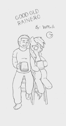 Size: 736x1392 | Tagged: safe, artist:creeperjones, rainbow dash, human, g4, monochrome, rainbro