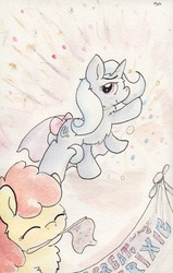 Size: 745x1171 | Tagged: safe, artist:slightlyshade, apple bloom, trixie, g4, traditional art