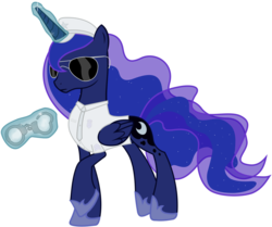 Size: 1566x1309 | Tagged: safe, artist:totallynotabronyfim, princess luna, alicorn, pony, g4, cheap trick, clothes, cuffs, dream police, female, magic, mare, police, police officer, reference, simple background, solo, sunglasses, telekinesis, transparent background, uniform, vector