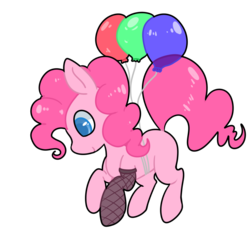 Size: 1000x1000 | Tagged: safe, artist:pegacornss, pinkie pie, g4, balloon, female, floating, simple background, solo, then watch her balloons lift her up to the sky