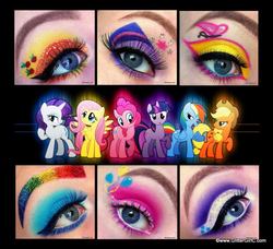 Size: 800x729 | Tagged: safe, applejack, fluttershy, pinkie pie, rainbow dash, rarity, twilight sparkle, g4, cutie mark, eye, eyes, makeup, mane six