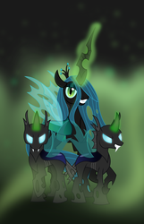 Size: 4195x6500 | Tagged: dead source, safe, artist:theshadowstone, queen chrysalis, changeling, changeling queen, g4, absurd resolution, female, magic, pose