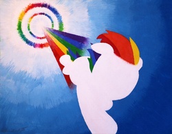Size: 3940x3079 | Tagged: safe, artist:yomilbert, rainbow dash, g4, female, silhouette, solo, sonic rainboom, traditional art