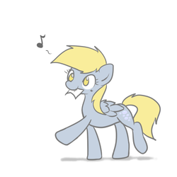 Size: 550x550 | Tagged: safe, artist:ijustloveit619, derpy hooves, pegasus, pony, g4, female, mare, mouth hold, music notes, paper, solo