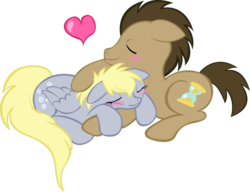 Size: 1020x784 | Tagged: safe, artist:entity-nate, derpy hooves, doctor whooves, time turner, pegasus, pony, g4, blushing, cuddling, cute, female, heart, male, mare, ship:doctorderpy, shipping, simple background, snuggling, straight, transparent background, vector