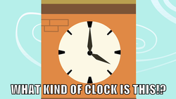 Size: 500x281 | Tagged: safe, barely pony related, caption, clock, clock tower, image macro, wtf