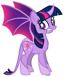 Size: 2388x2868 | Tagged: safe, artist:missitofu, artist:xpesifeindx, twilight sparkle, g4, bat wings, fangs, female, solo