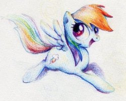 Size: 484x387 | Tagged: safe, artist:luce, rainbow dash, g4, female, pixiv, solo, traditional art