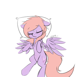 Size: 1217x1199 | Tagged: dead source, safe, artist:xcopyen002, oc, oc only, pegasus, pony, belly button, cute, eyes closed, floppy ears, gem, on back, open mouth, pillow, signature, simple background, sleeping, solo, spread wings, white background